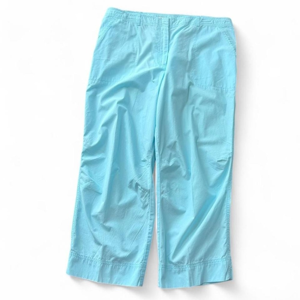 Vintage J. Jill Aqua Blue Genuine Fit At Waist Wide Leg Cropped Pants‎